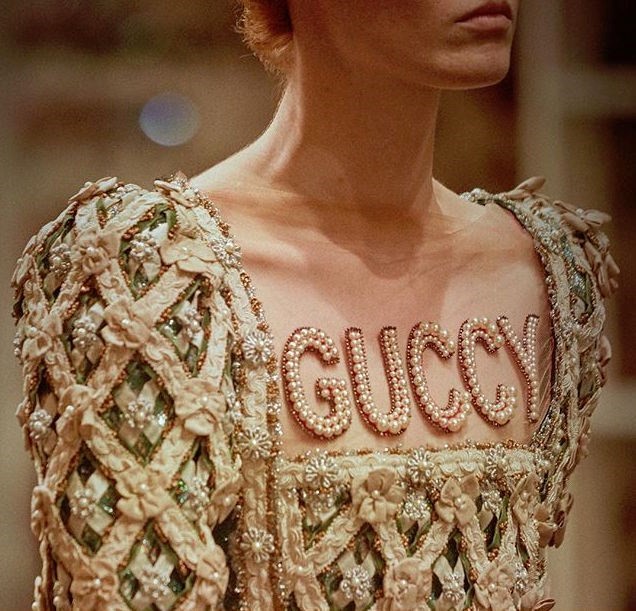 Gucci Cruise Collection Look Compared to Vintage Dapper Dan Design